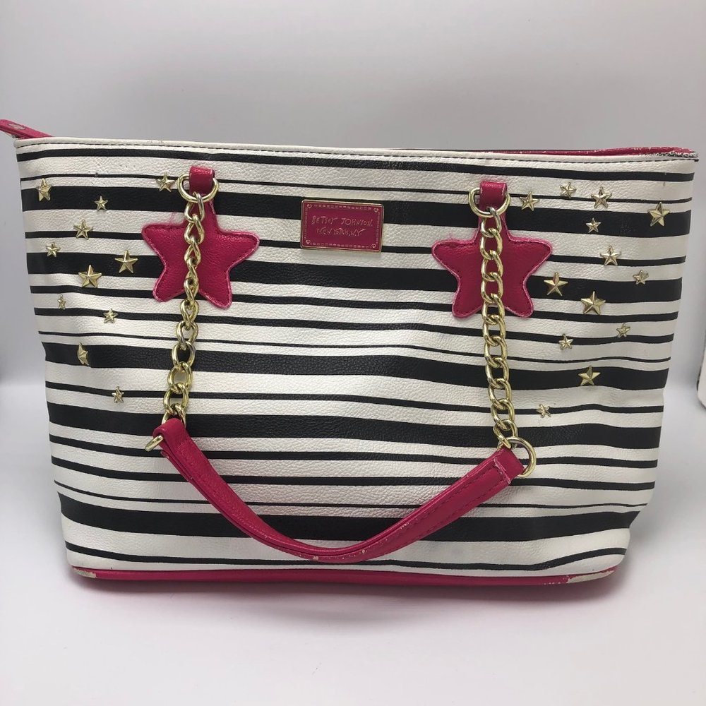 Betsy Johnson black white pink purse Handbag